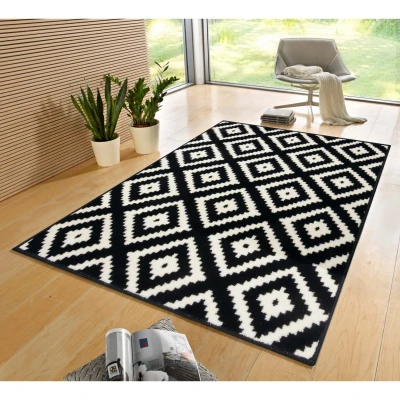 Afbeelding van Modern Vloerkleed Ruiten Diamond Zwart/crème 200x290 Cm