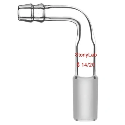 Afbeelding van stonylab Glazen Gebogen Inlaatadapter met 14/20 Mannelijke Verbinding en 9 mm Slangaansluiting Lab Glaswerk, 1 Pak