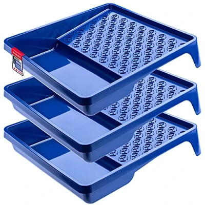 Afbeelding van KADAX Verfbakje, verfbak, kunststof verfschaal, verfschaal met handvat, grote lakschaal, licht schildertoebehoren, schilderbenodigdheden (3, blauw)