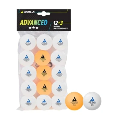 Afbeelding van JOOLA 44206 tafeltennisballen, 3 sterren, training, Advanced 40+ mm diameter, premium wit/oranje, 15 stuks