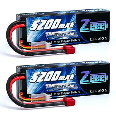 Afbeelding van Zeee 2S Lipo Batterij 5200mAh 7.4V 50C RC Batterijen met Deans T Plug voor Evader BX Auto Vrachtwagen Truck Truggy Hobby (2 Packs)