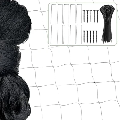 Afbeelding van Xbessc 7,5 x 15 m, vogelbeschermingsnet, nylon, vogelnet, vijvernet, fijnmazig, zwart, bladnet, fijnmazig duivennet, kattennet, beschermingsnet voor kippenhek, tuin, balkon, vijver, kersenboom