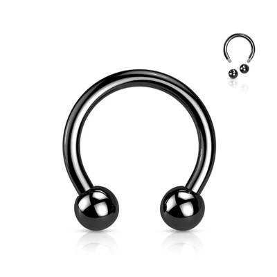 Afbeelding van Piercing titanium basis horseshoe zwart1.2x10