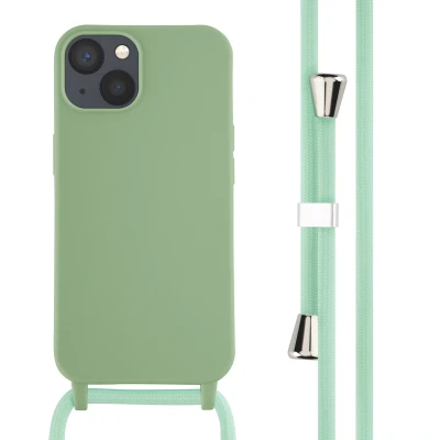Afbeelding van Apple iPhone 13 Hoesje Siliconen en TPU (zacht) iMoshion Softcase/Koordhoesje/Backcover Groen Telefoonhoesje