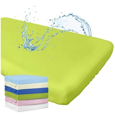 Afbeelding van WhizProducts Hoeslaken met geïntegreerde matrasbeschermer 70 x 140 cm (groen) voor babybed