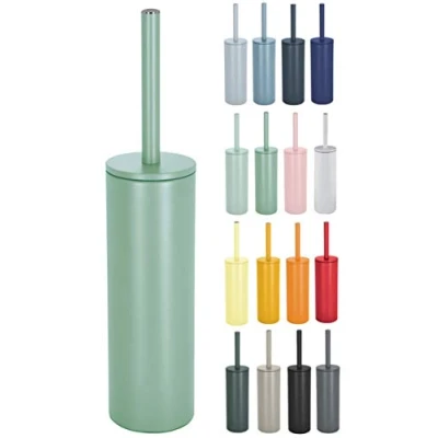 Afbeelding van Spirella Luxe Toiletborstel in houder Cannes salie groen metaal 40 x 9 cm met binnenbak Toiletborstels