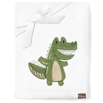 Afbeelding van Be Mammy Warme kinderdeken Knuffel Cadeau voor het kind met 3D applicatie BE20 168 (Wit Krokodil)