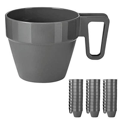Afbeelding van Grizzly herbruikbare mokkenset, 30 koffiebekers van kunststof, stapelbaar, vaatwasmachinebestendig, onbreekbare kunststof bekers met handvat