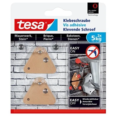 Afbeelding van tesa Klevende Schroef Driehoekig voor Steen &amp; Baksteen 5kg, 2 stuks