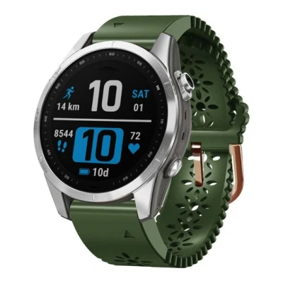 Afbeelding van By Qubix 20mm Quickfit Flower siliconen bandje Groen Geschikt voor garmin Instinct E (40mm) Fenix 7s 6s 5s 2s Epix Pro Gen 2 (42mm)