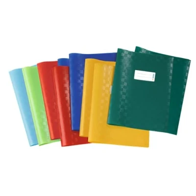 Afbeelding van HERMA 19997 schriftomslagen, A4 bont, 10 stuks, niethoezen met label en baststructuur van duurzame afwasbare polypropyleenfolie, set voor schoolschriften, gekleurd