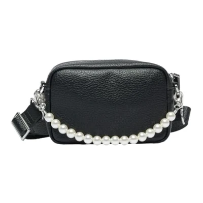 Afbeelding van s.Oliver Handliche MIT Abnehmbarem Perlenhenkel UND Reissverschlussfach Cameratas, Dames, Maat: One Size, Schwarz
