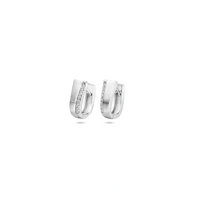 Afbeelding van Zilver gerhodineerd klapoorringen zirkonia 14 mm poli/mat 1340029