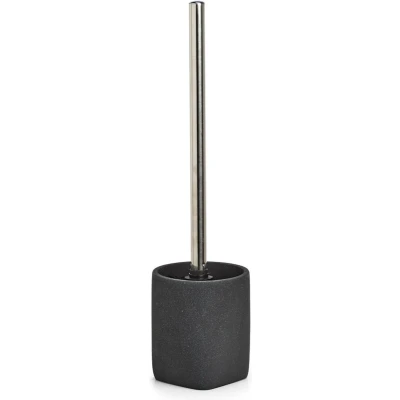 Afbeelding van Zeller WC/Toiletborstel in houder kunststeen antraciet grijs D9 x H36 cm