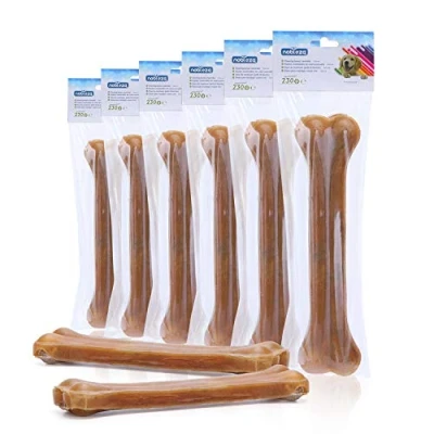 Afbeelding van Nobleza 6 stuks geperste botten voor honden, runderhuid, versterking tandheugel, snack 25 cm