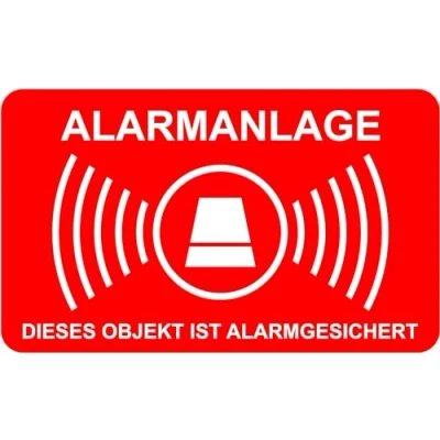 Afbeelding van 10 stuks stickers, alarminstallatie, 5 cm x 3 cm, alarmbeveiligd, weerbestendig en UV beschermingsset, offsetdruk