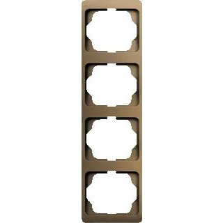 Afbeelding van Abb busch jaeger alpha afdekraam voor inbouwschakelaar 4 voudig vertikaal brons geschikt wandgootinstallaties met 80mm afdekking 2cka001754a4388