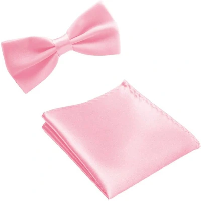 Afbeelding van Vlinderstrik inclusief pochette Roze strik strikje vlinderdas pochet heren