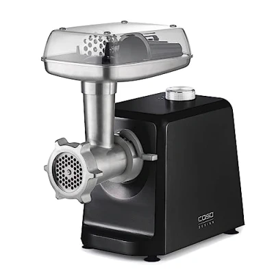Afbeelding van CASO FW 2500 Black, vleesmolen met krachtige Watt motor, duurzaam titanium lemmet, terugloopfunctie, uitgebreide accessoires incl. hamburgerpers, geluidsarme DC motor