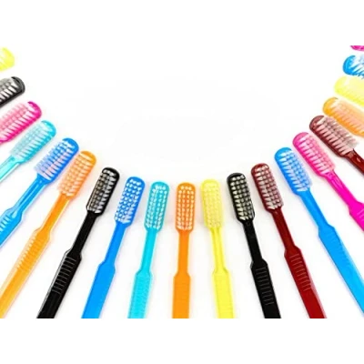 Afbeelding van Dr. Bauer&#039;s wegwerptandenborstels, wegwerptandenborstels met tandpasta, afzonderlijk verpakt per 100 stuks (blauw groen rood roze)