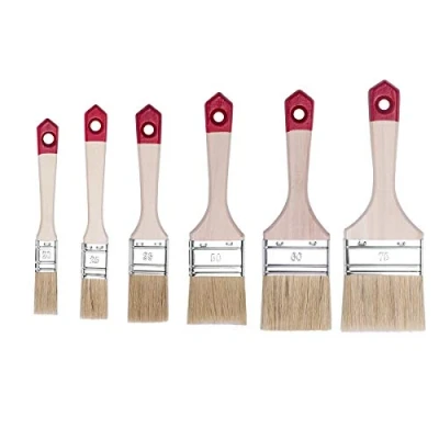 Afbeelding van HARDY WORKING TOOLS Plat penseelset 6 delig, 1 stuk 20, 25, 35, 50, 60, 75 mm breed, schilderkwastenset met houten handvat, lakkwast serie * 40*, stuks, A0284 060100