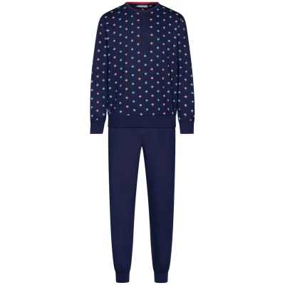 Afbeelding van Duurzame katoenen heren pyjama Blauw Maat M