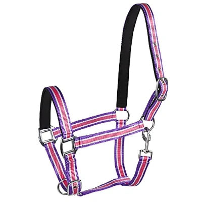 Afbeelding van PFIFF kunststof halter, gevoerd, roze wit paars Cob