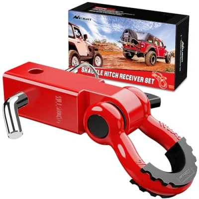 Afbeelding van Nilight Beugel Hitch Ontvanger 2 Inch 4500 Lbs Breeksterkte 3/4 &quot;D Ring w/Trailer Pin Heavy Duty Solid Recovery Slepen Kit voor Trucks Jeeps Off Road, Jaar Garantie