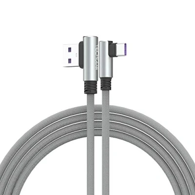 Afbeelding van TECHGEAR USB C kabel, 1.5M Type 90 graden haakse synchronisatie en snellaadkabel compatibel met Huawei P50, Moto G30, Samsung Note 20, S22 S21 S20 S10 A12 A32 A52 A53 5G, OnePlus 9, Pixel 6 4 enz