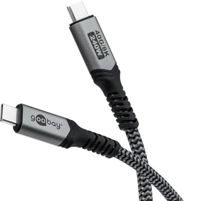 Afbeelding van goobay USB 4 kabel/USB C snellaadkabel, 240 watt, 40 Gbits gegevensoverdracht voor 8K HD display/USB oplaadkabel mobiele telefoon/type high speed kabel laptops en hub/docking station, 1 m,