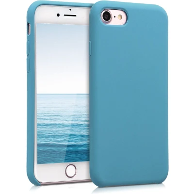 Afbeelding van kwmobile telefoonhoesje geschikt voor Apple iPhone SE (2022) / (2020) 8 7 Hoesje met siliconen coating Smartphone case in azuurblauw