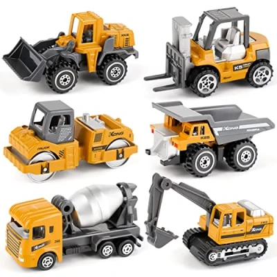 Afbeelding van Kid Diecast Metal Cars Engineering Vehicles 6pcs Set, Constructiespeelgoed voor 3 jarigen Jongens Sand Pit Play