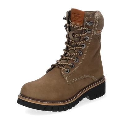 Afbeelding van camel active Veterboots, Dames, Maat: 36, Khaki 850 Leer en textiel