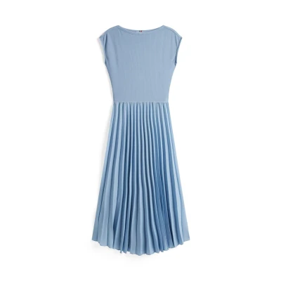 Afbeelding van Tommy Hilfiger dames Midi jurk met plissé in de kleur Lichtblauw, maat: XS