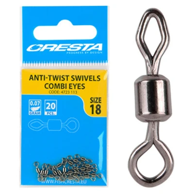 Afbeelding van Cresta Anti Twist Swivels Combi Eyes (20 pcs) Maat : nr 18