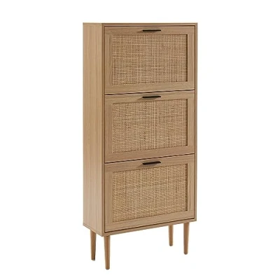 Afbeelding van BAÏTA Schoenenkast AMANA eikenlook en rotan riet, 60 cm