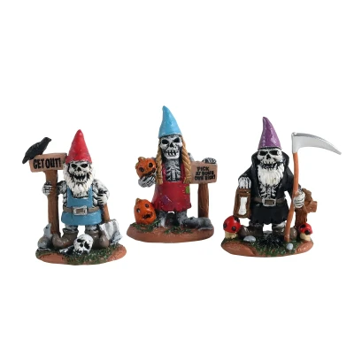 Afbeelding van Lemax Skeleton Garden Gnomes, Set Of 3 Kersthuisjes &amp; Kerstdorpen