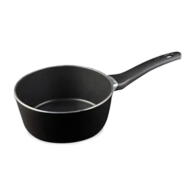 Afbeelding van MasterChef Kleine steelpan 16 cm anti aanbakpan voor inductiekookplaat, gas en elektrische fornuizen, Zwitsers ontworpen aluminium met krasbestendig, antiaanbaklaag, zwart