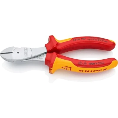 Afbeelding van Knipex Kracht zijsnijtang verchroomd, geïsoleerd met meer componentengrepen, VDE getest 160 mm (zelfbedieningskaart/blister) 74 06 SB