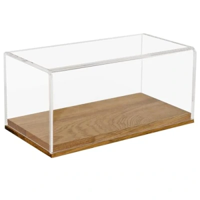 Afbeelding van HMF 46871 acryl vitrinekast met houten sokkel voor modelauto&#039;s, 24 x 12 11 cm, transparant