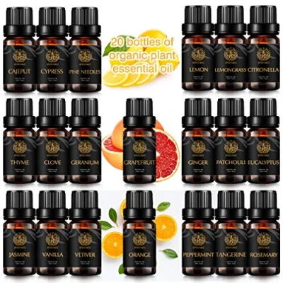 Afbeelding van Populaire 20 Soort 100% Pure Cypress Essentiële Olie Set voor Diffuser, Aromatherapie Oliën Kit Luchtbevochtiger Cajeput, Tijm, Kruidnagel, Geranium, Gember, Patchouli, Vanille,