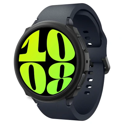 Afbeelding van Samsung Galaxy Watch 6 44 mm Hoes: Spigen Liquid Air Pro Case Apple Bumper Zwart Siliconen En TPU (zacht) Smart Covers