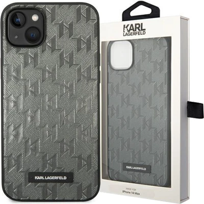 Afbeelding van Karl Lagerfeld iPhone 14 Plus Saffiano Leer Back Cover Grijs Bescherming &amp; Stijl.