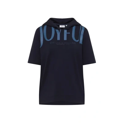 Afbeelding van Cecil Kapuzen MIT Wording Tshirt print, Dames, Maat: Medium, Blau