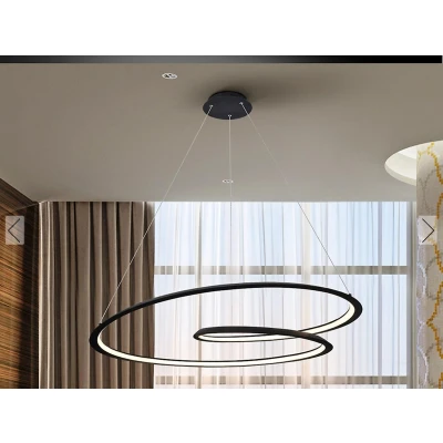 Afbeelding van Schuller Lighting Looping Modern Designer LED Ring Swirl Hanglamp Mat Zwart, 2700lm, 3000K