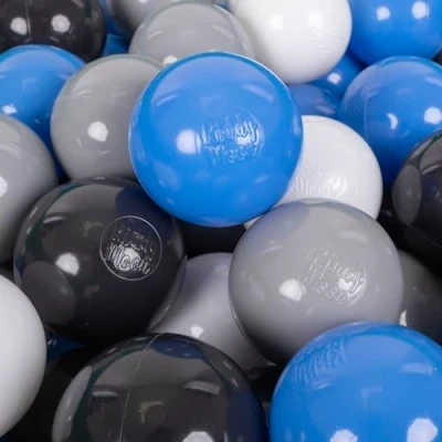 Afbeelding van KiddyMoon 700 ∅ 7cm kinderballen speelballen voor ballenbad baby plastic ballen made in eu, grijs/wit/blauw/zwart