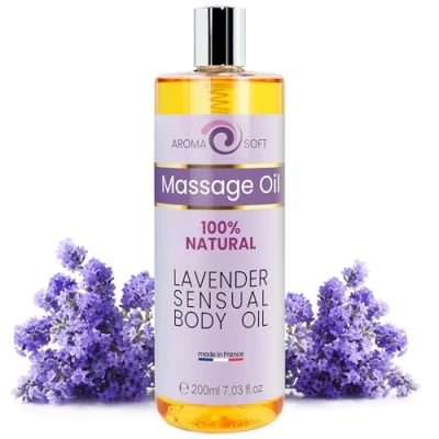 Afbeelding van Plantaardige massageolie, 100% natuurlijk, druif en lavendel, verzachtend verzachtend, preventie van striae, herstellend gezicht, haar, lichaam 200 ml