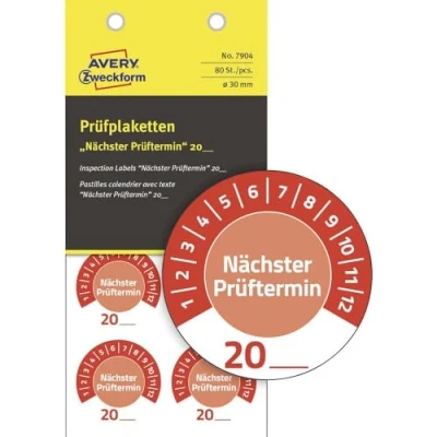 Afbeelding van Avery, Stickers, Zweckform 80 st. testbadge 20XX Rood (Ø) 30 mm