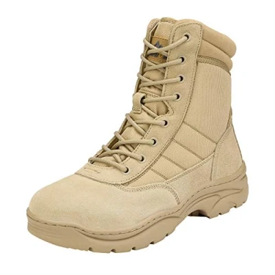 Afbeelding van NORTIV 8 Mannen Militaire Tactische Werklaarzen Zijrits Lederen Motorfiets Combat Boots (6 Inches), Zand Inch, 42 EU