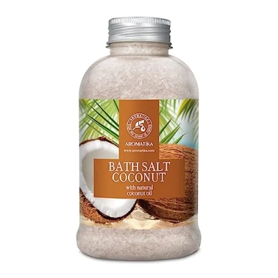 Afbeelding van Zee badzout KOKOS 600 g bad zeezout met natuurlijke kokosolie aromatherapie badkuip lichaamsverzorging goede slaap baden ontspanning goed humeur badtoevoeging kokosbadgeur